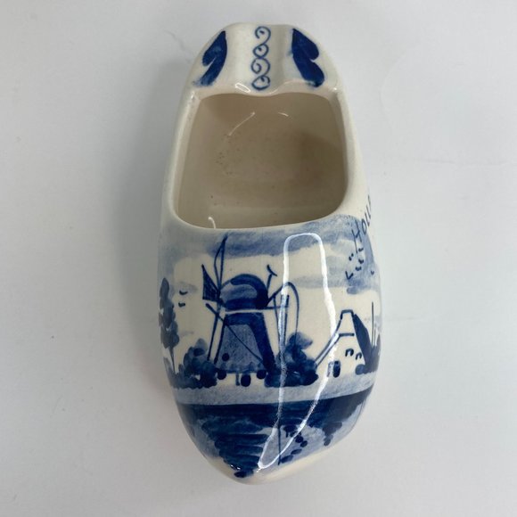 Vintage Delft Blue Hand Painted Holland Shoe Clog Souvenir Ashtray